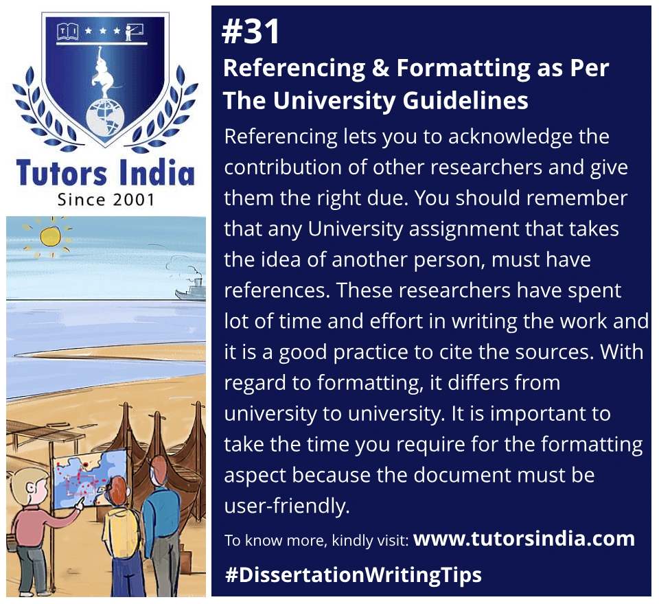 Referencing & Formatting as per the University guidelines